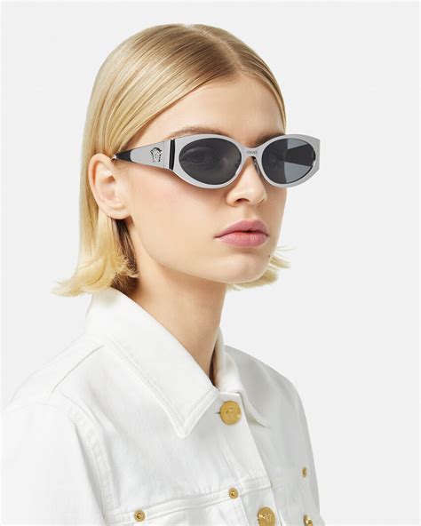 men versace men mudusa silver sunglasses|Versace: Silver 'La Medusa' Oval Sunglasses .